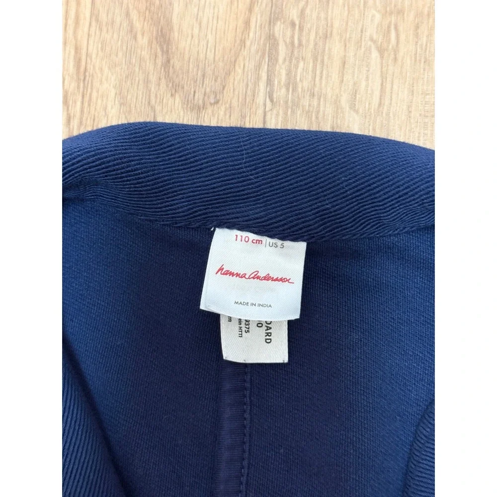 Hanna Andersson Kids Navy Blue Cotton Knit Blazer Jacket Size 110 US 5